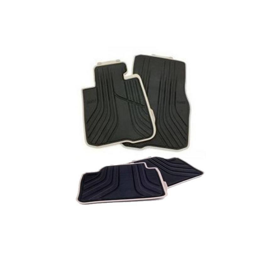 BMW Floor Mat Set - Front and Rear (All Weather) (Rubber) (Black-Beige)